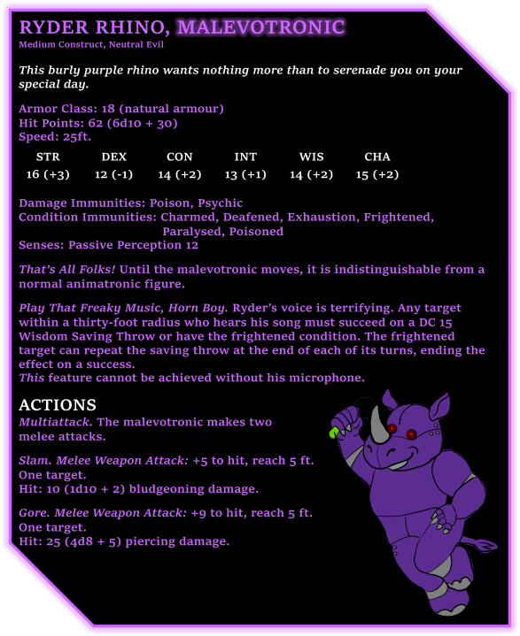 Ryder Rhino Stat Block